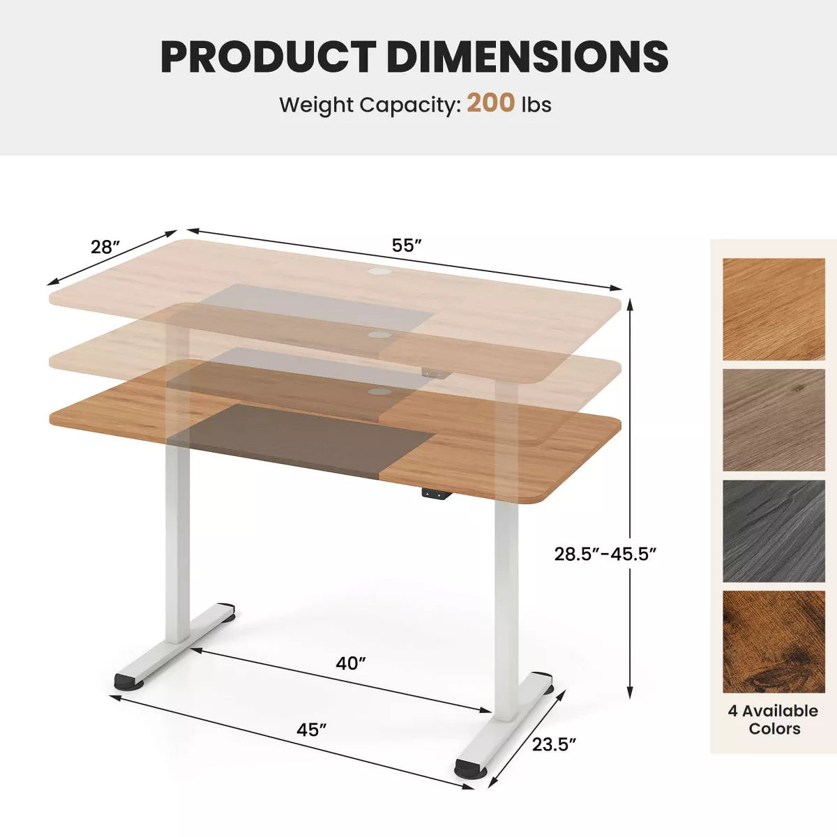 Costway Electric Height Adjustable Standing Desk, Sit to Stand Computer Workstation Home Office Desk