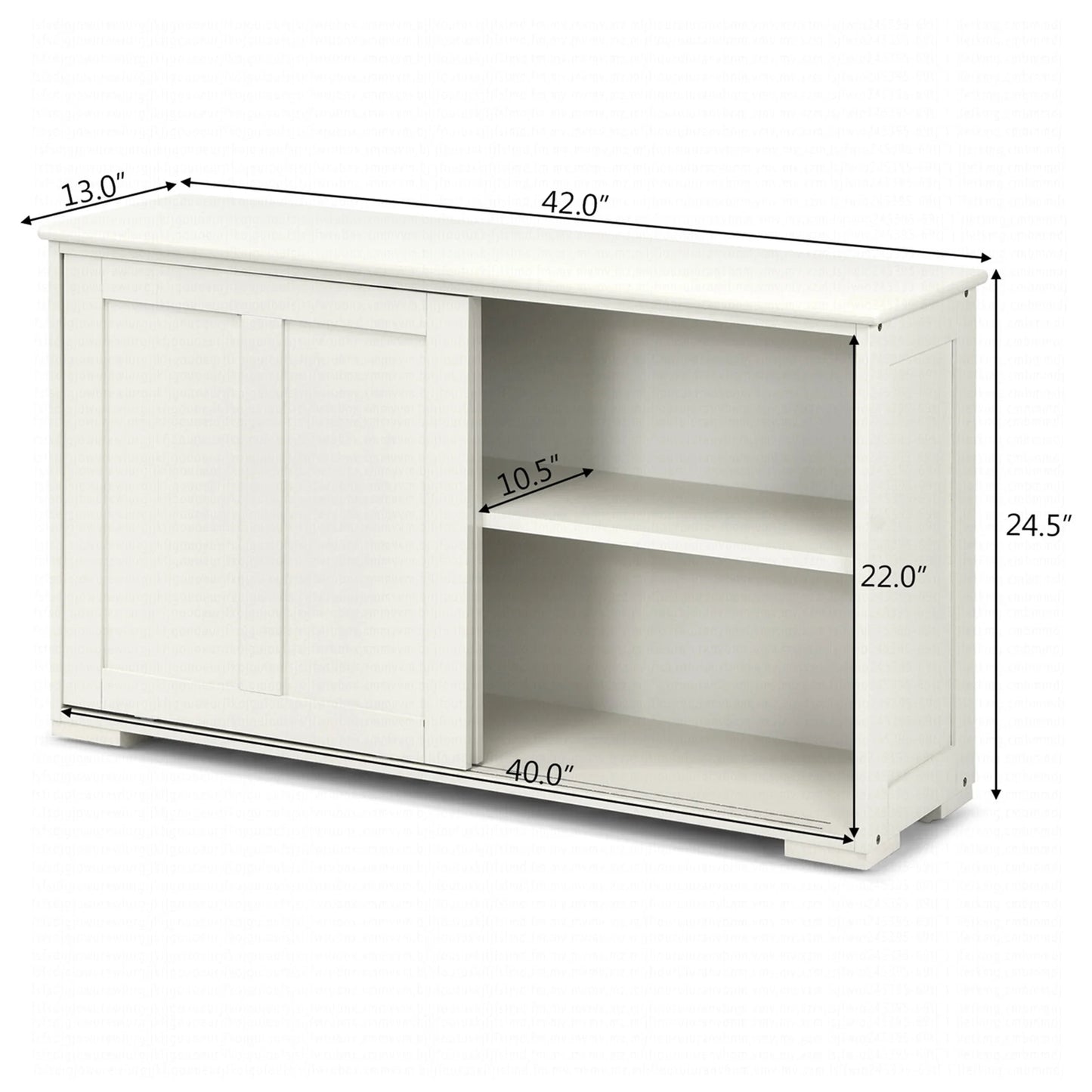 Kitchen Storage Cabinet Sideboard Buffet Cupboard Wood Sliding Door Pantry White