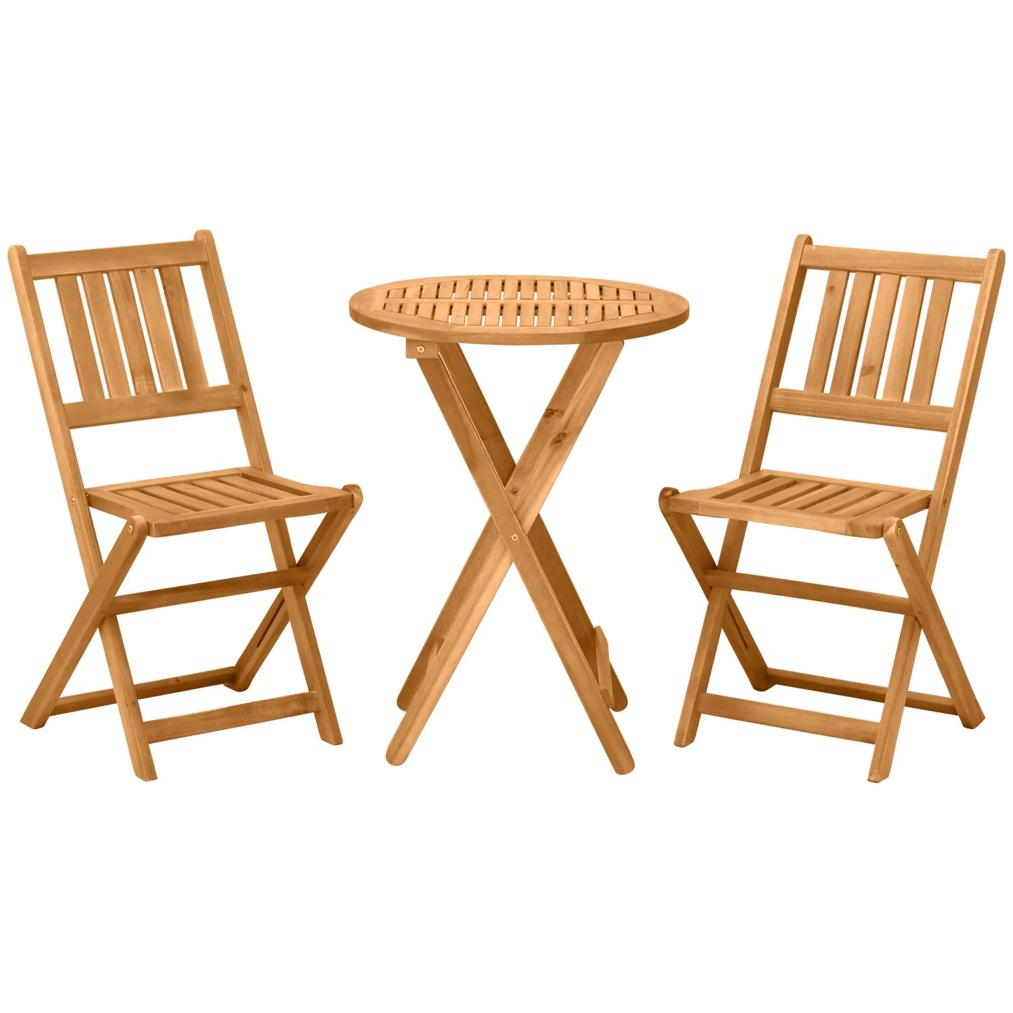 Patio Bistro Set, Wood Folding Table & Chairs, Acacia, Teak