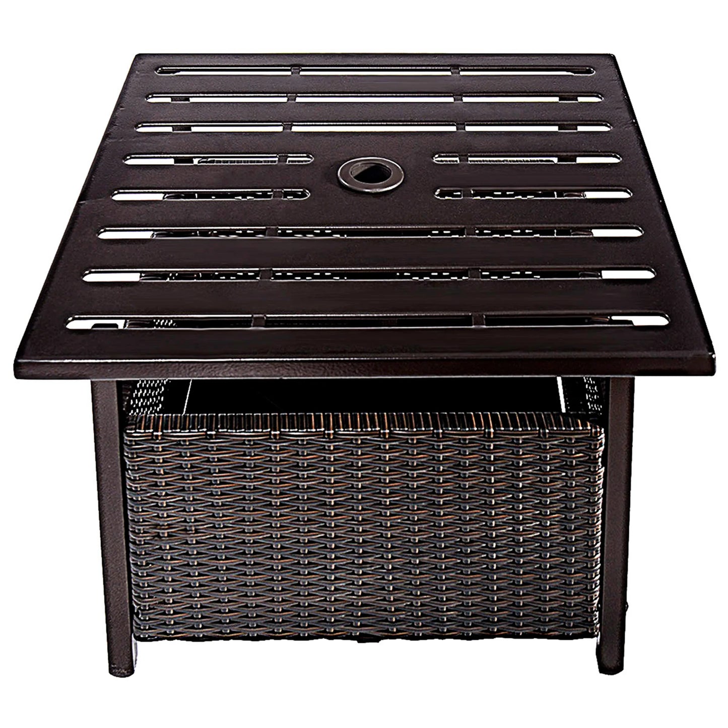 Rattan Wicker Steel Side Table Outdoor Furniture Deck Garden Patio Pool Brown