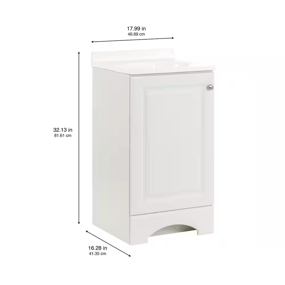 19 In. Single Sink White Bath Vanity with White Cultured Marble Top (Assembled)