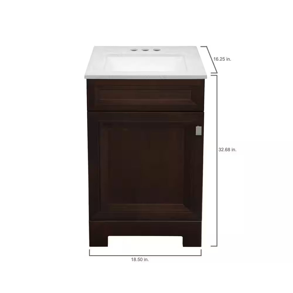 Sedgewood 18.5 In. W X 16.25 In. D X 32.625 In. H Single Sink Bath Vanity in Dark Cognac with Arctic Solid Surface Top