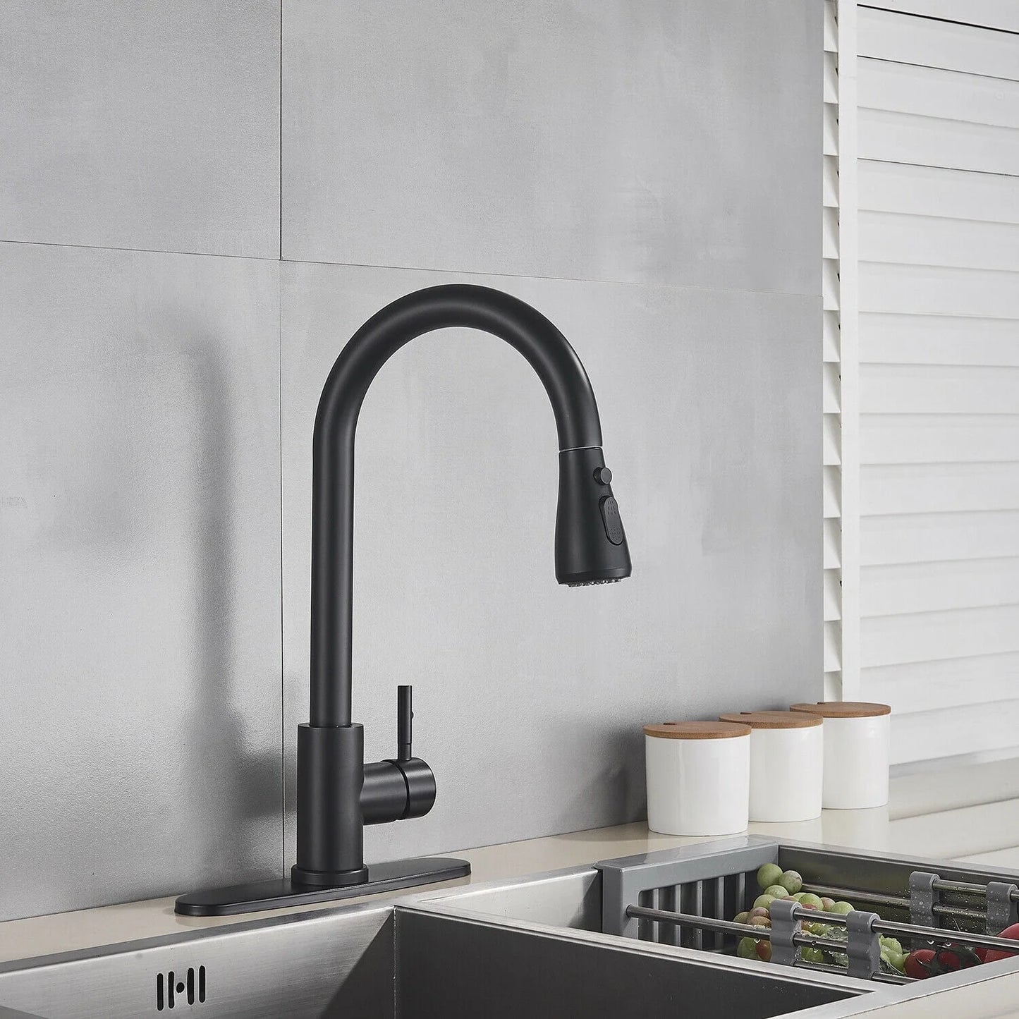VQJTCVLY Black Kitchen Faucets, Waterfall Kitchen Sink Faucet, Commercial Utility Stainless Steel Kitchen Faucets,Single Handle Kitchen Sink Faucet for 3 Function