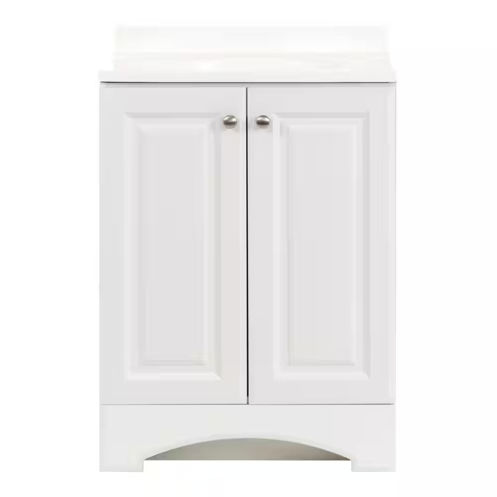 25 In. Single Sink White Bath Vanity with Cultured Marble Top (Assembled)