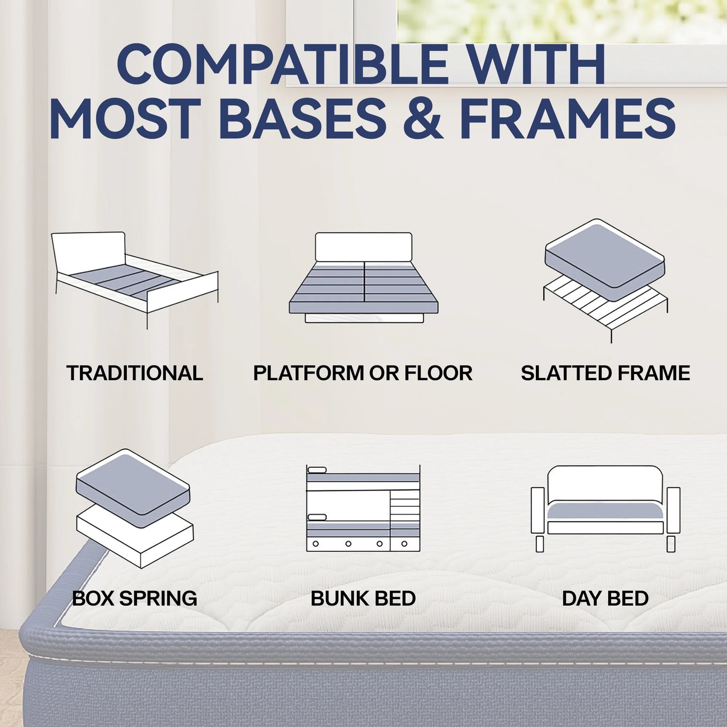 Full Mattress, 12 Inch Gel Memory Foam Mattress in a Box, Cool Hybrid Individual Pocket Springs Full Size Mattress with Breathable Knitted Fabric and Edge Support, Medium Firm, Blue
