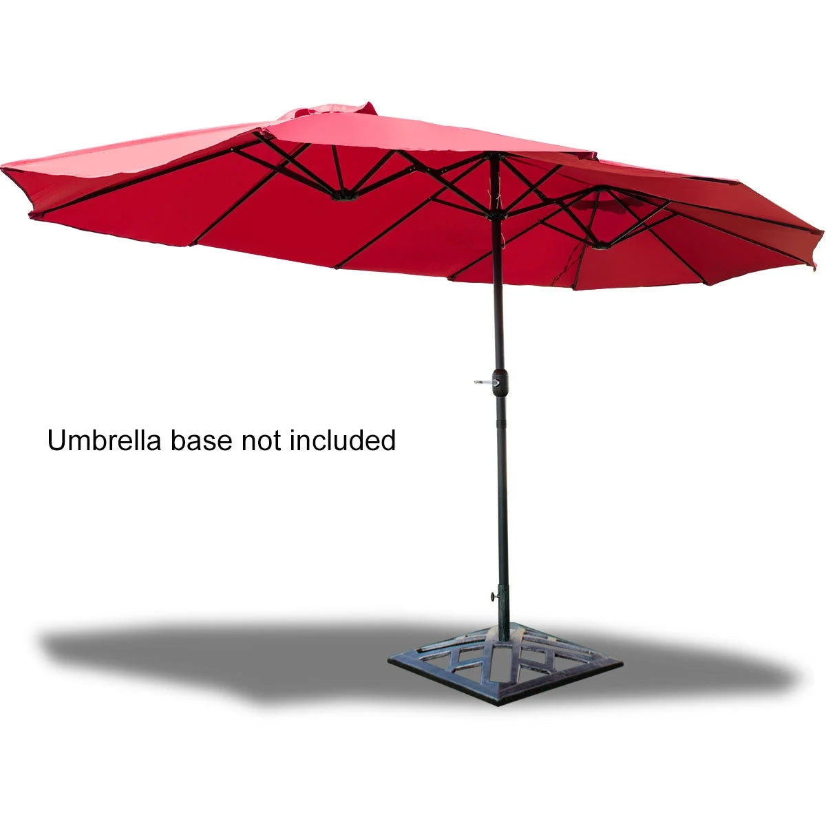 15' Market Outdoor Umbrella Double-Sided Twin Patio Umbrella with Crank Wine
