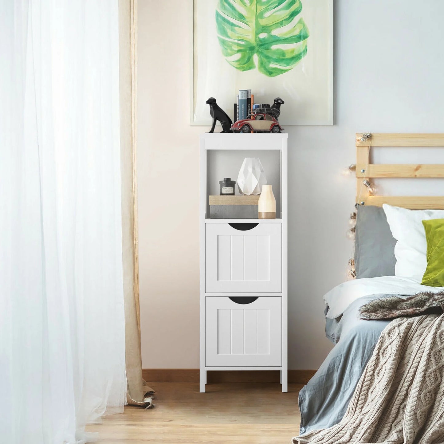 Floor Cabinet Multifunction Bathroom Storage Organizer Rack W/2 Drawers