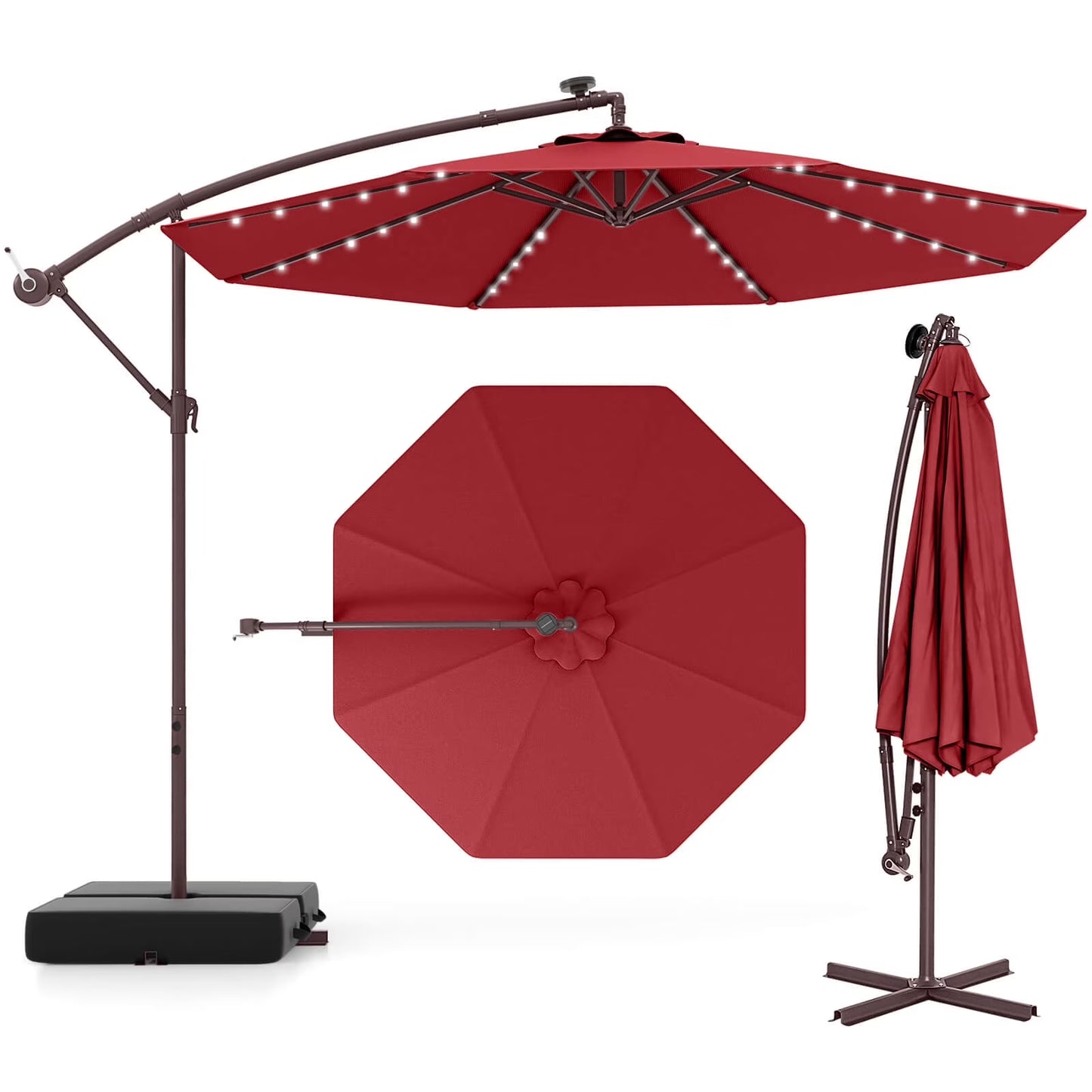 98.40" Navy Cantilever Patio Umbrella, Base-Included