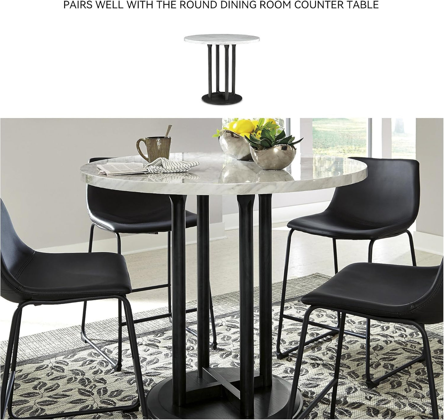 Centiar Modern Faux Leather Pub Height Bucket Seat Barstool, 30" Seat Height, Set of 2, Black