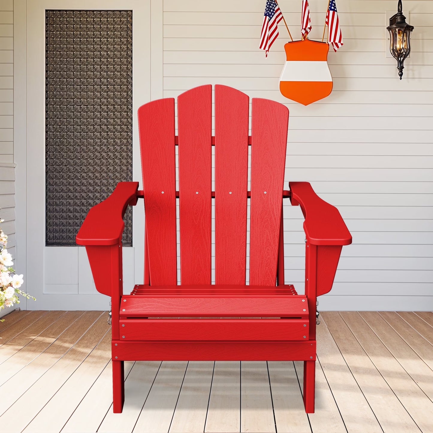 Adirondack Chair, Plastic Folding Outdoor Patio Lawn Chairs, outside HDPE Chairs for Lawn, Yard, Black
