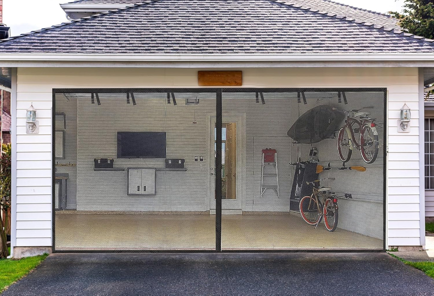 Garage Screen Doors for 2 Car Garage-18X8Ft Fiberglass 3000G/6.7Lb Durable Heavy