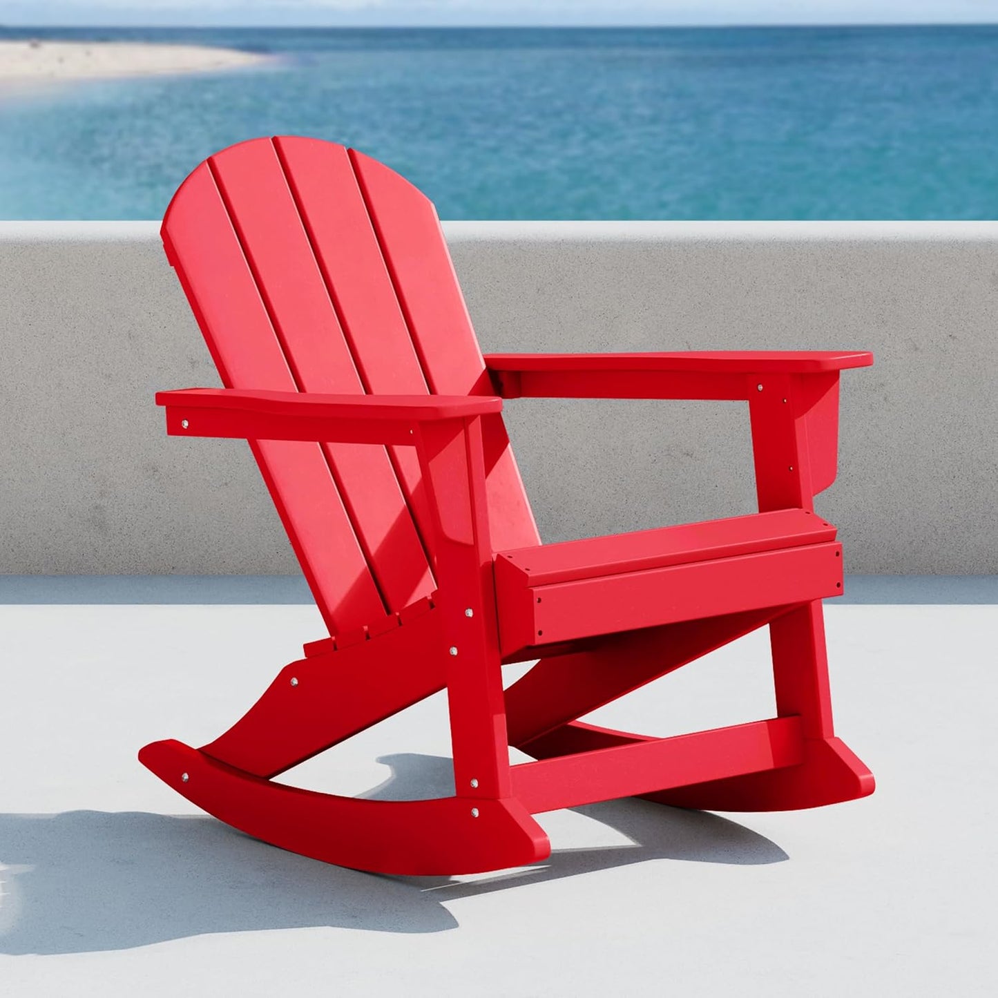 WO Home Furniture Patio Rocking Chair Classic Outdoor HDPE UV Weather Resistant (Red)
