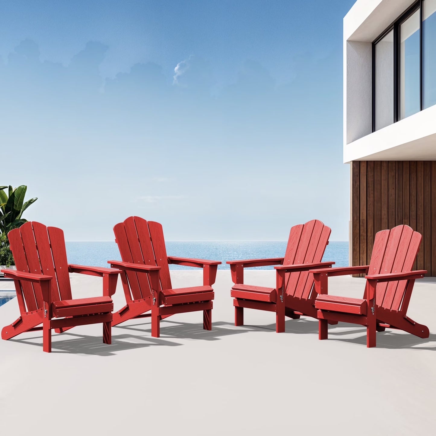 Adirondack Chair, Plastic Folding Outdoor Patio Lawn Chairs, outside HDPE Chairs for Lawn, Yard, Black