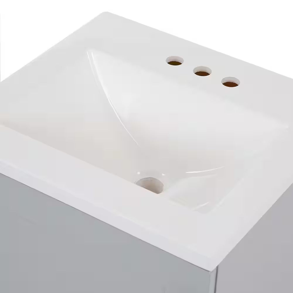 19 In. Single Sink Pearl Gray Bath Vanity with White Cultured Marble Top (Assembled)