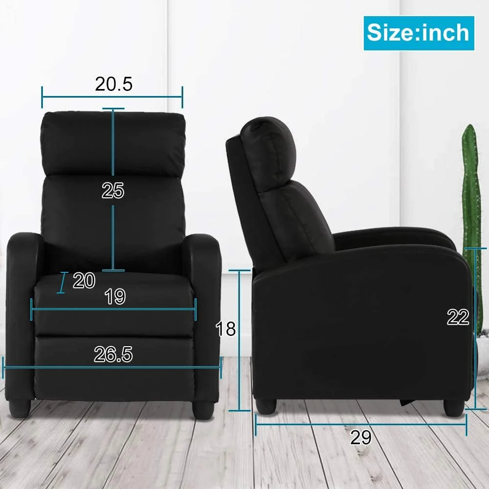 Recliner Chair for Adults Sofa Chair Recliner Massage Recliner Chair Ergonomic Lounge with Remote Control Gaming Recliner Chair Soft Reading Chair Living Room Chair Single Theater Seating Chair, Black
