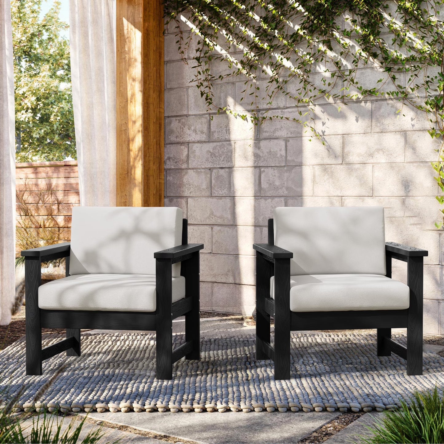 Patio Furniture Sets on Sale, 2 Pieces Patio Chairs W/ Cushions, Gray
