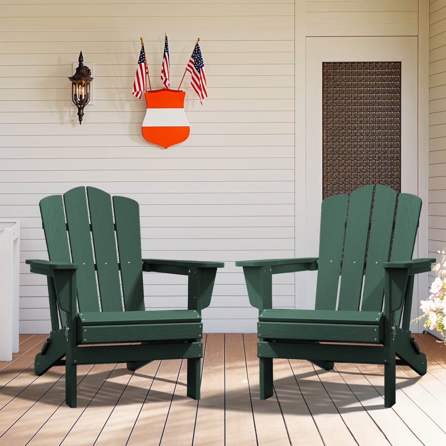 Adirondack Chair, Plastic Folding Outdoor Patio Lawn Chairs, outside HDPE Chairs for Lawn, Yard, Black
