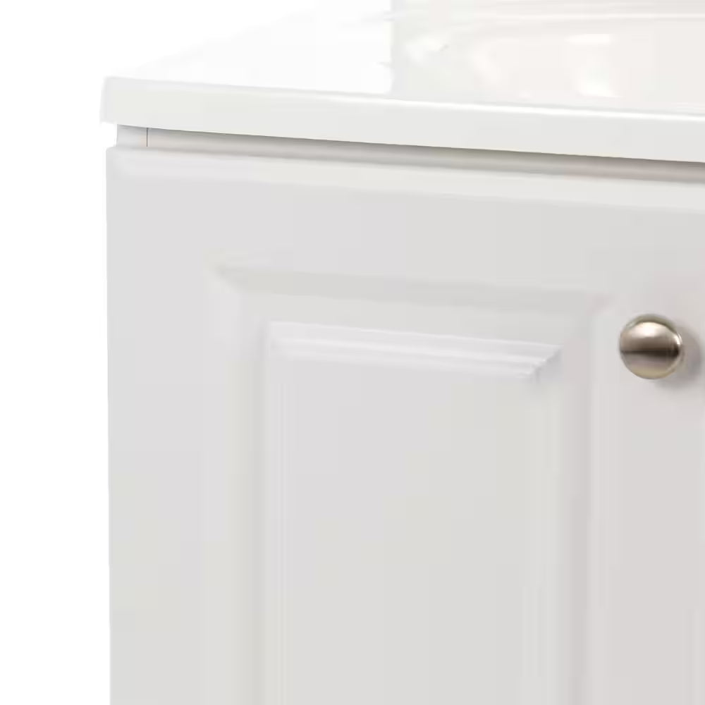 25 In. Single Sink White Bath Vanity with Cultured Marble Top (Assembled)