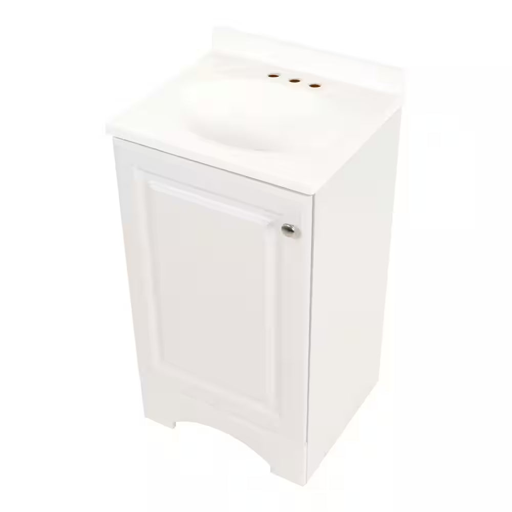 19 In. Single Sink White Bath Vanity with White Cultured Marble Top (Assembled)