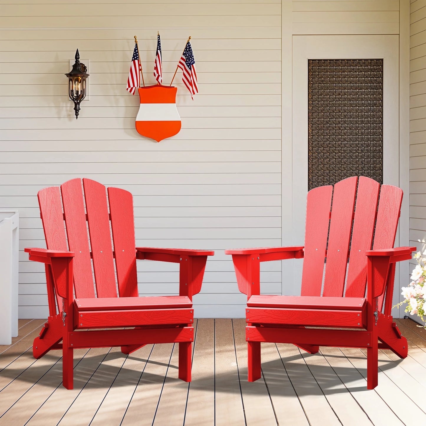 Adirondack Chair, Plastic Folding Outdoor Patio Lawn Chairs, outside HDPE Chairs for Lawn, Yard, Black