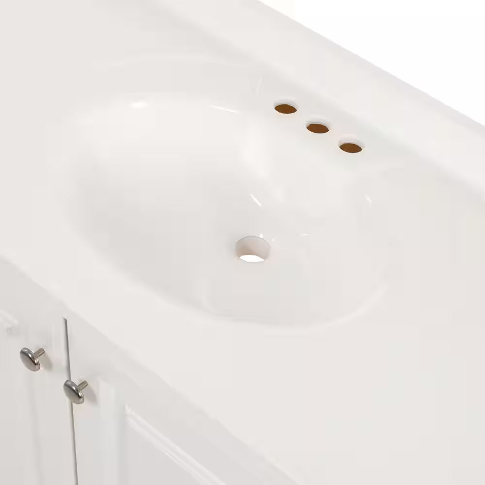 37 In. Single Sink White Bath Vanity with Cultured Marble Top (Assembled)