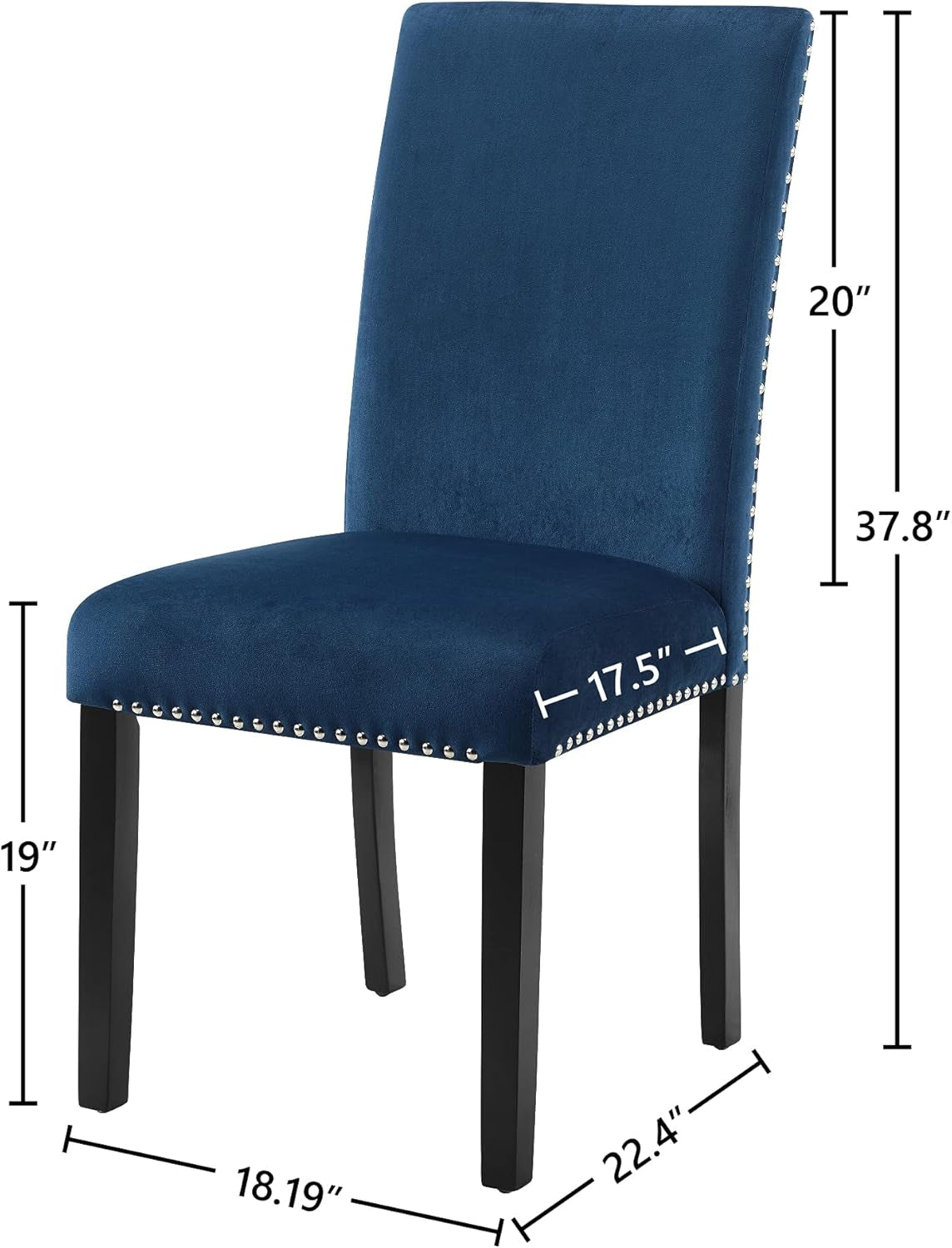 Celeste Blue Velvet Upholstered Dining Chair, Set of 2