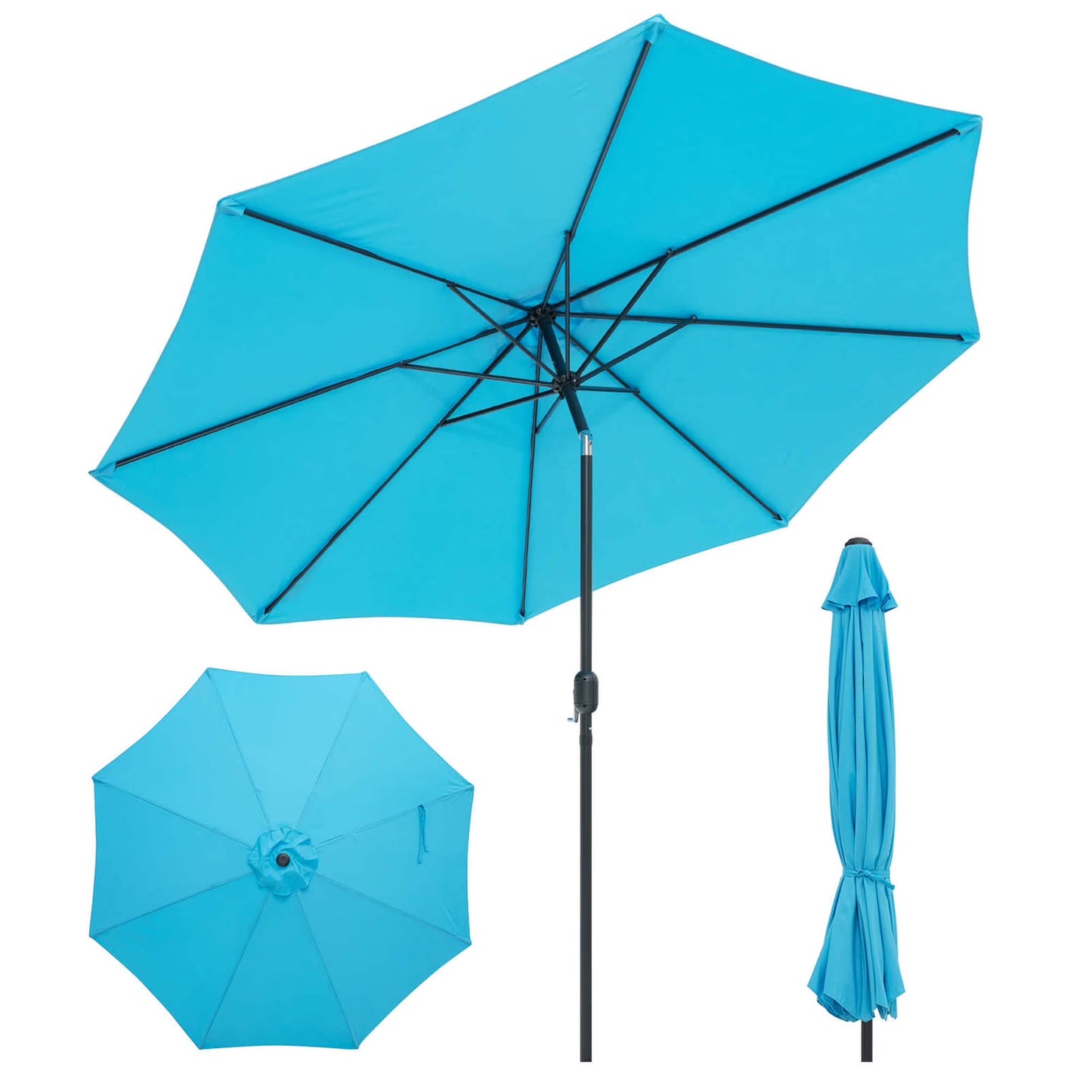 10 FT Patio Umbrella Patio Market Steel Tilt W/ Crank Outdoor Yard Garden Orange