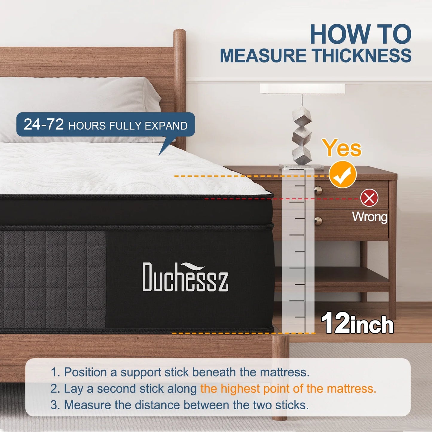 Full Mattress 12 Inch Hybrid Mattress in a Box Gel Foam Mattress Euro Top Individually Wrapped Pocket Coils Innerspring Mattress