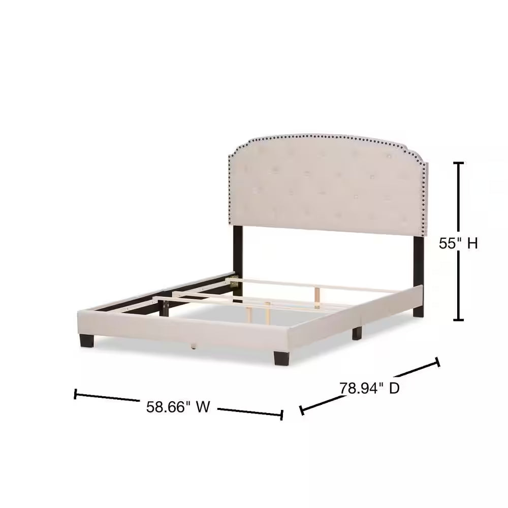 Lexi Beige Fabric Upholstered Full Bed