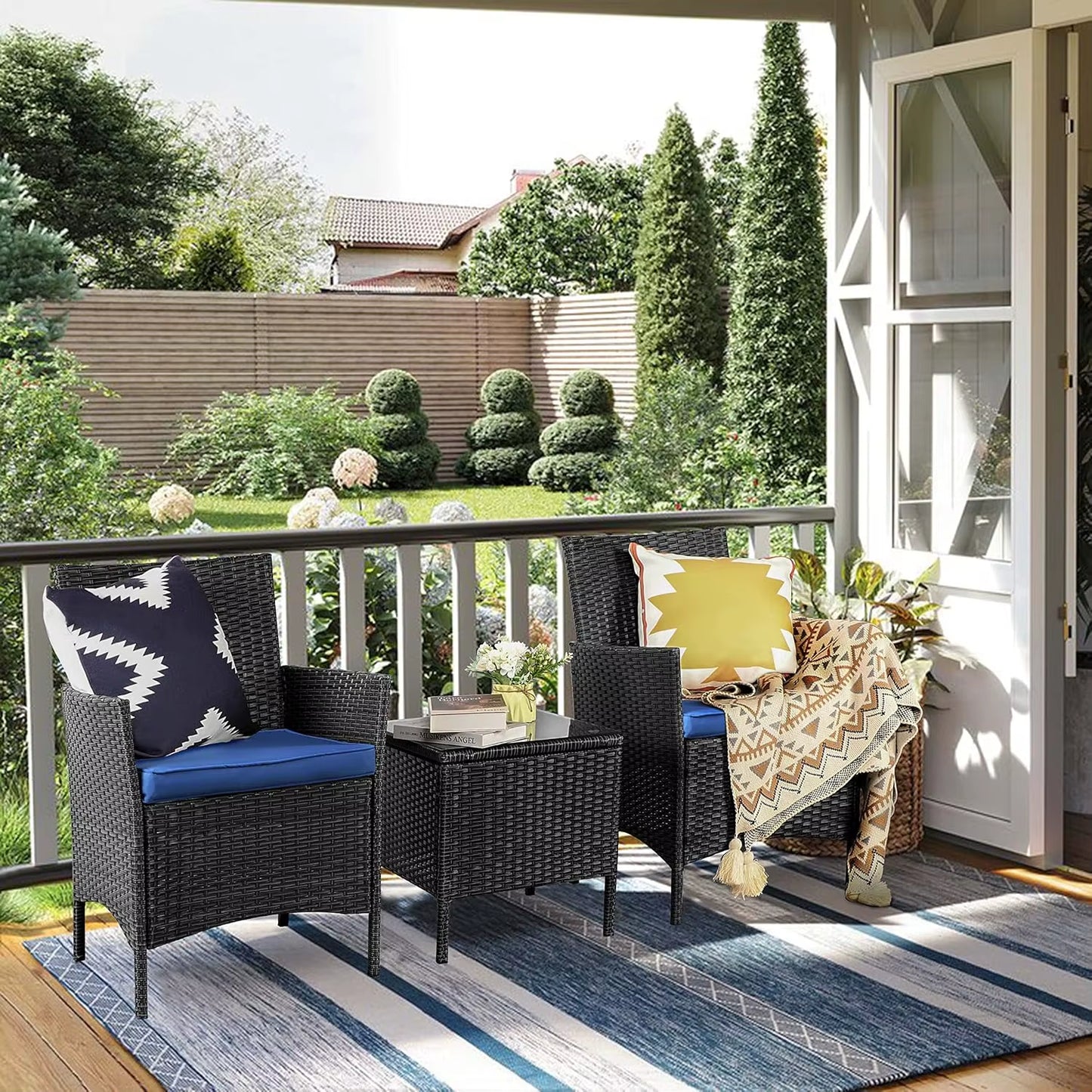 3 Pieces Patio Furniture Sets,Wicker Patio Set,Pe Rattan Patio Furniture,Patio Bistro Sets,Porch Furniture,Outdoor Conversation