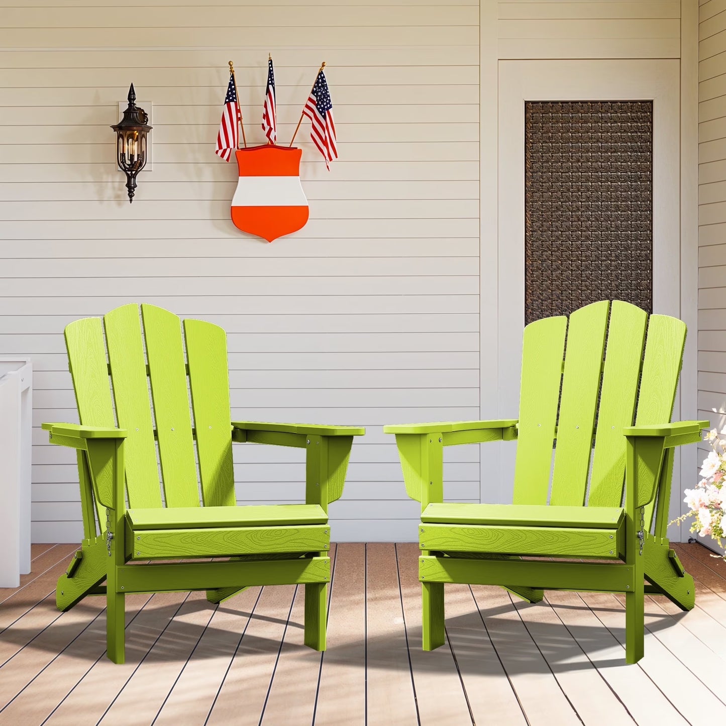 Adirondack Chair, Plastic Folding Outdoor Patio Lawn Chairs, outside HDPE Chairs for Lawn, Yard, Black