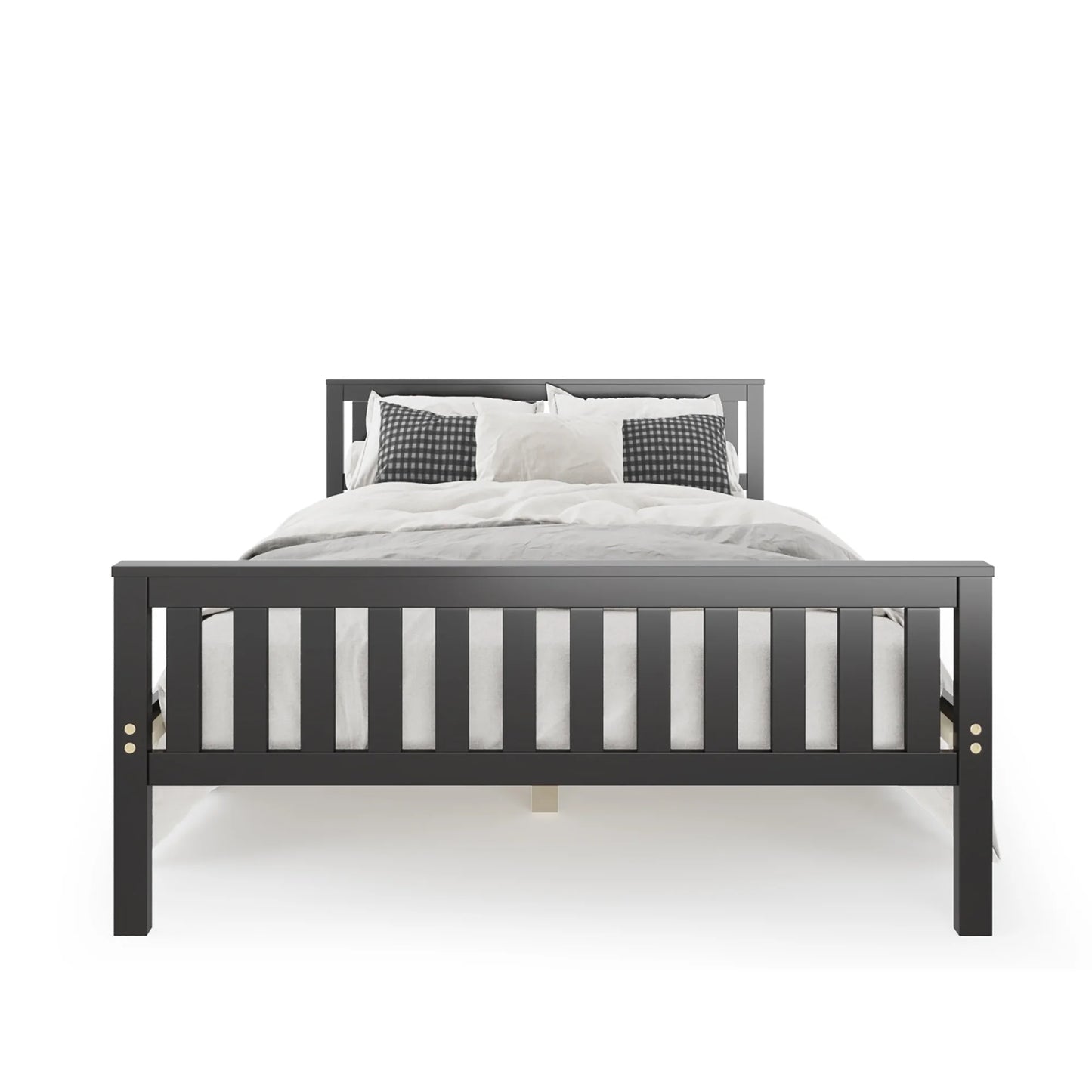 Full Wood Platform Bed with Headboard and Footboard Mattress Foundation