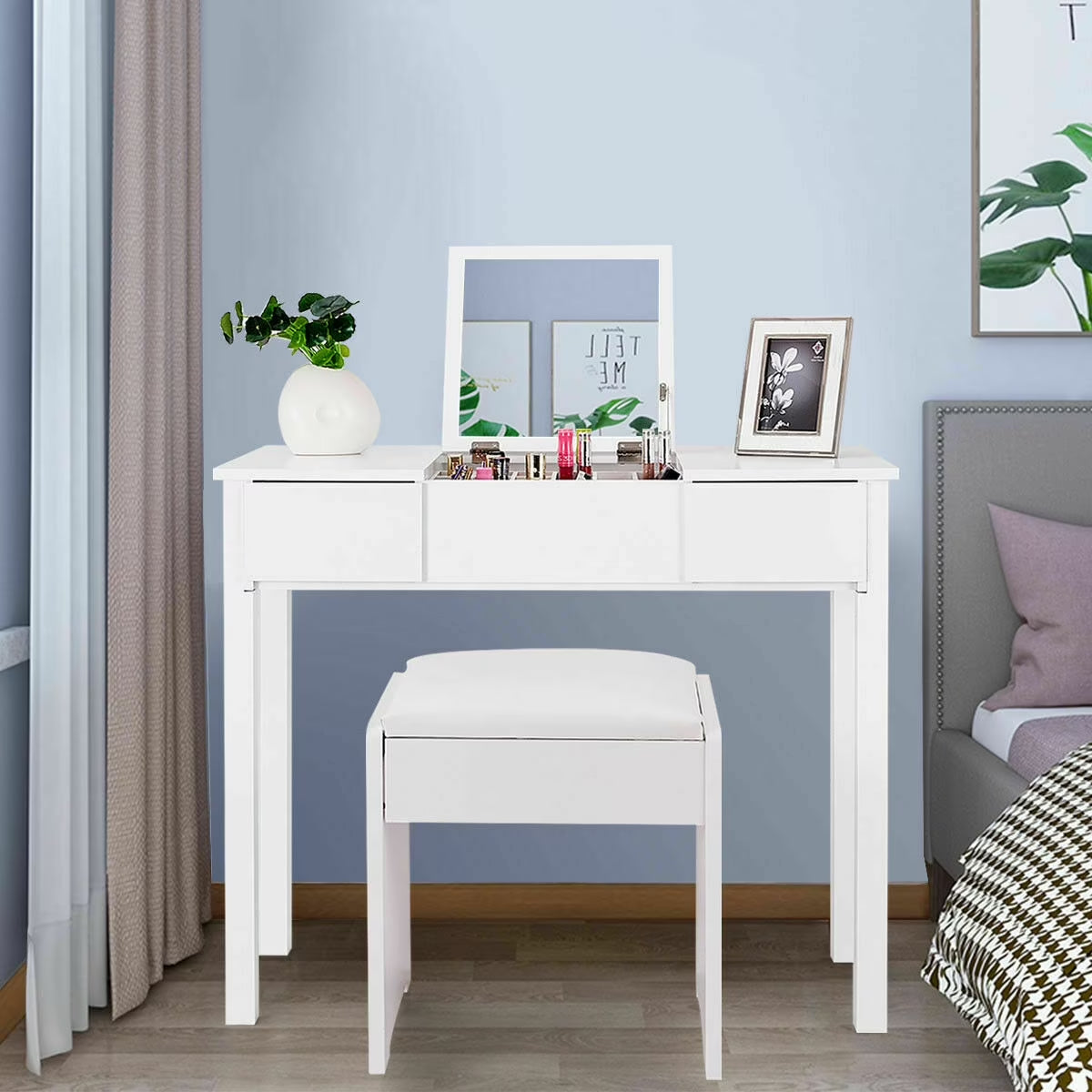 White Vanity Dressing Table Furniture Stool Storage Box