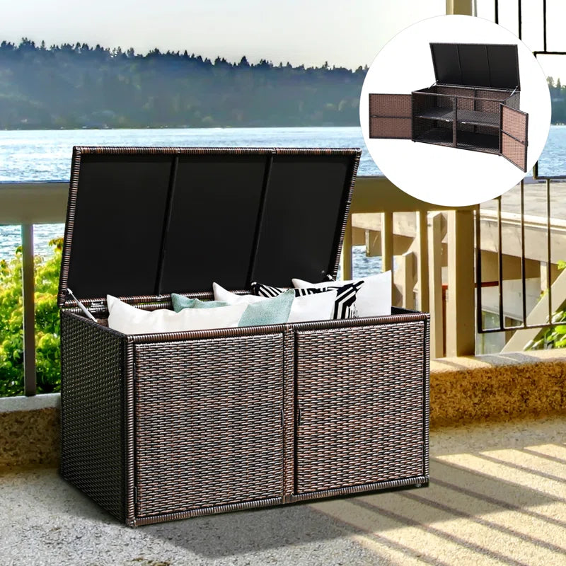 45'' W 88 Gallons Water Resistant Cabinet Deck Box in Brown