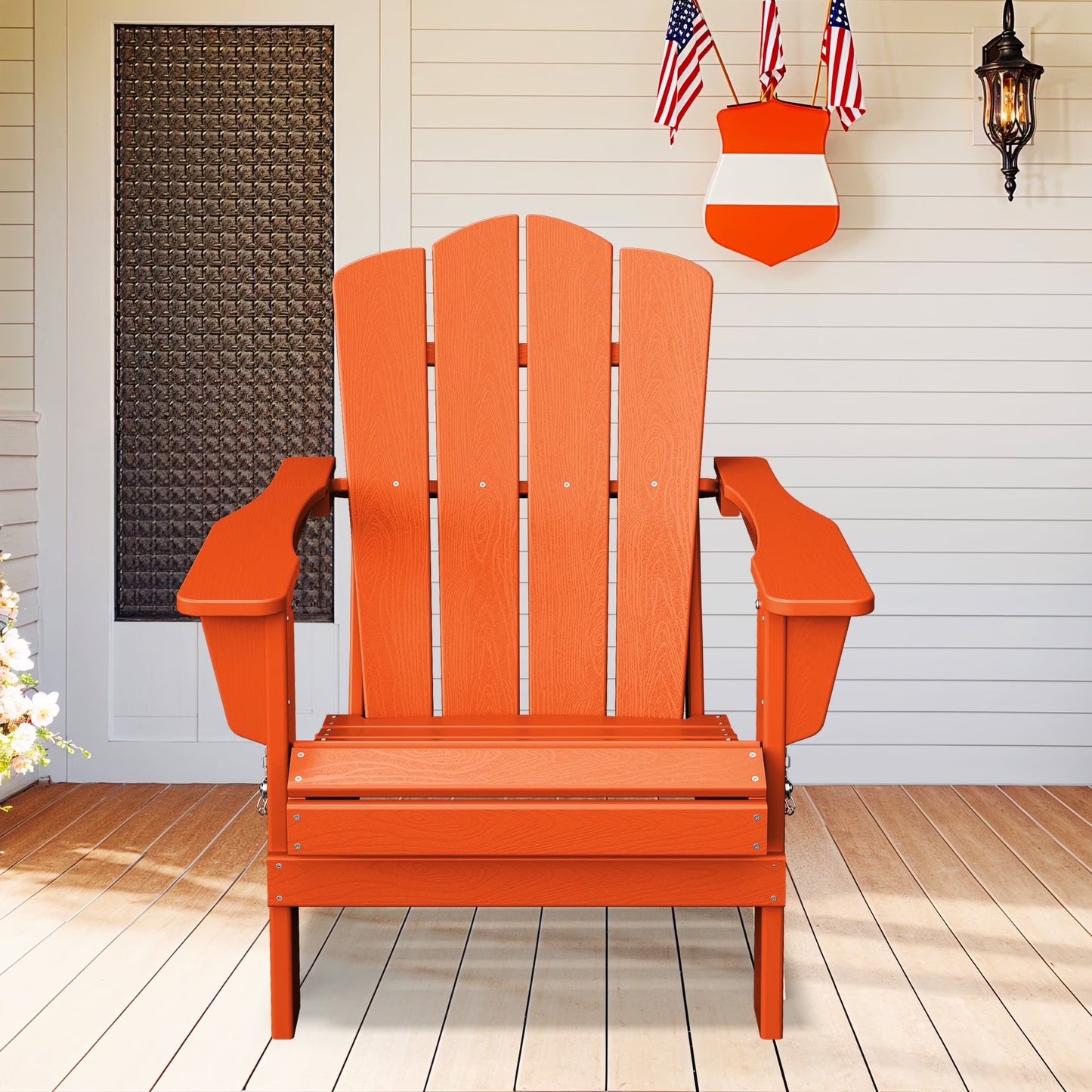 Adirondack Chair, Plastic Folding Outdoor Patio Lawn Chairs, outside HDPE Chairs for Lawn, Yard, Black
