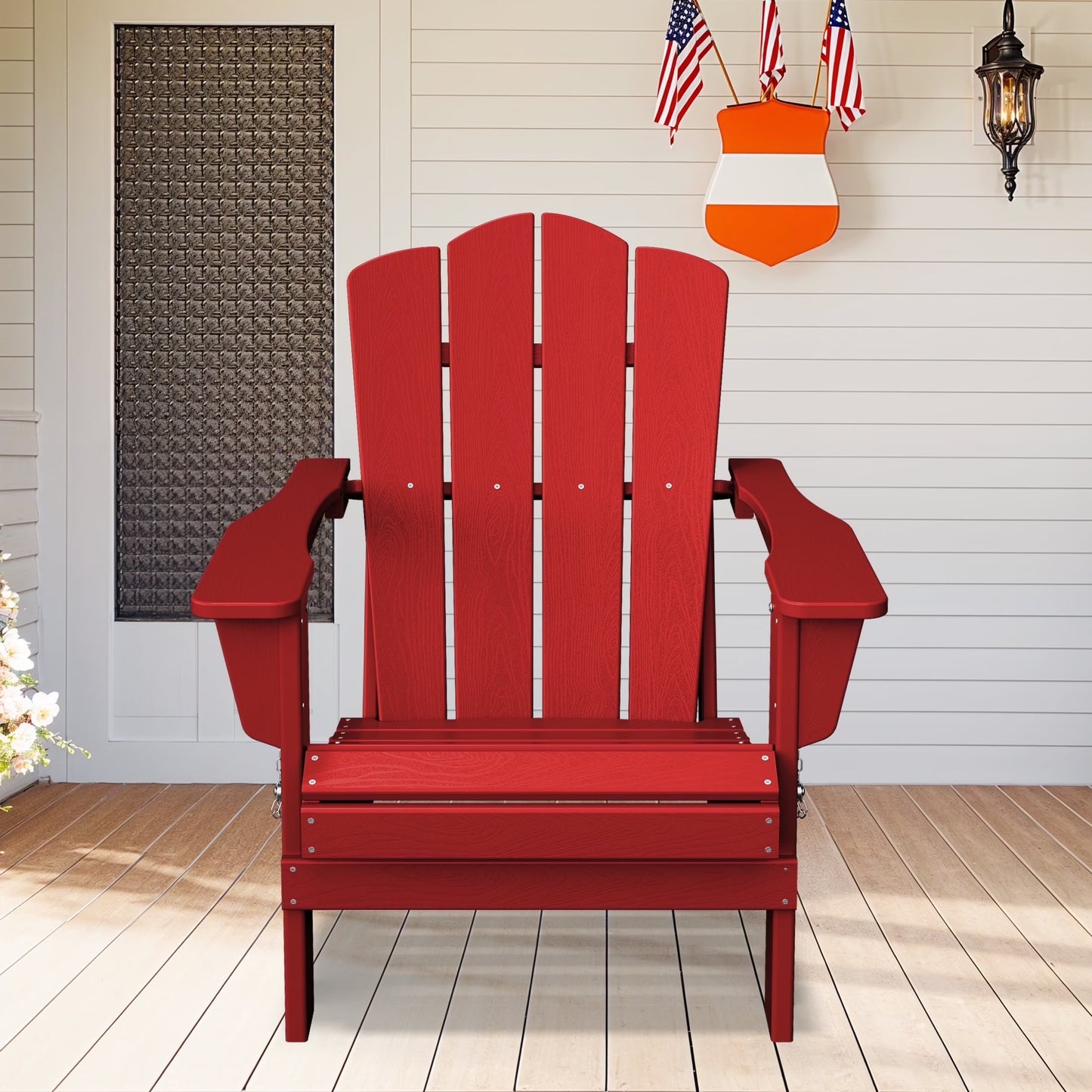 Adirondack Chair, Plastic Folding Outdoor Patio Lawn Chairs, outside HDPE Chairs for Lawn, Yard, Black