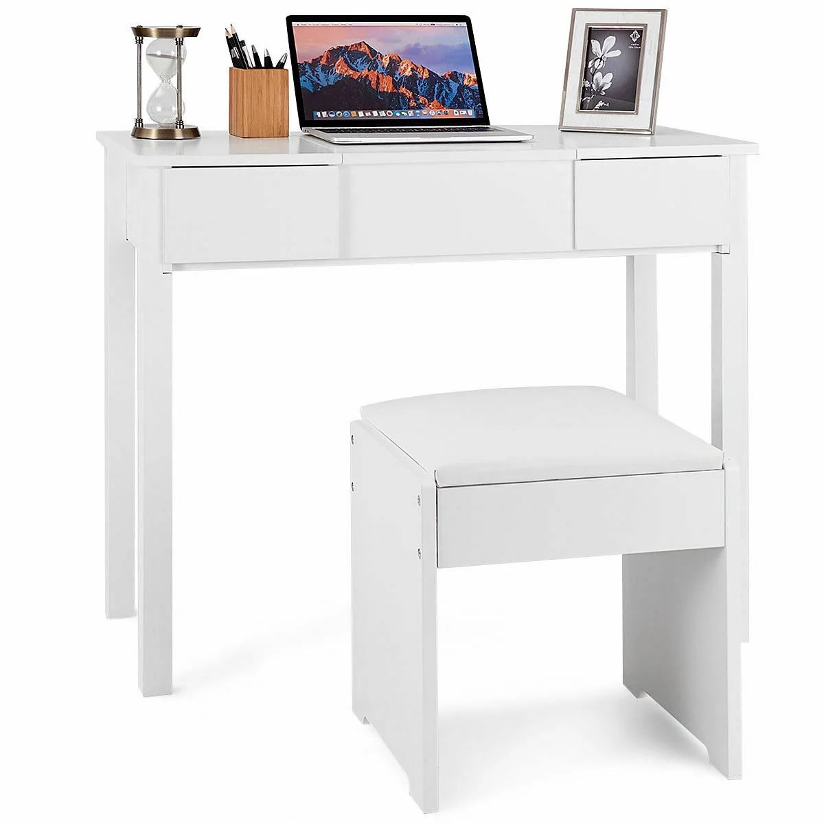 White Vanity Dressing Table Furniture Stool Storage Box