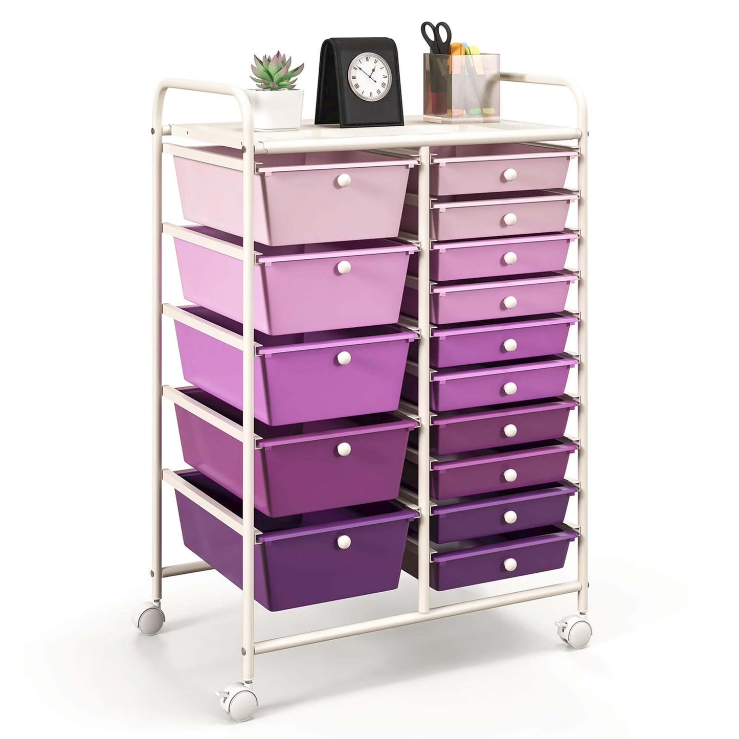 15 Drawer Rolling Storage Cart Tools Scrapbook Paper Office School Organizer Multi-Color