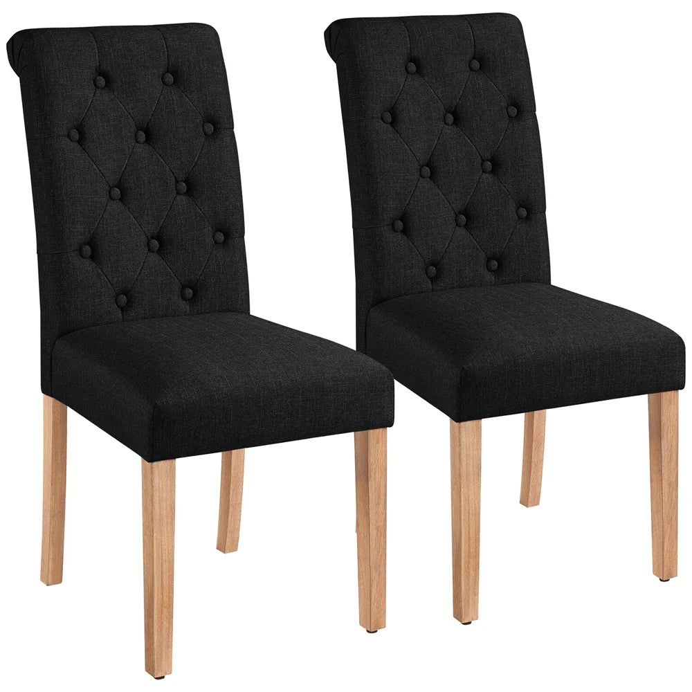 2Pcs Upholstered Parson Dining Chair High Back, Blue