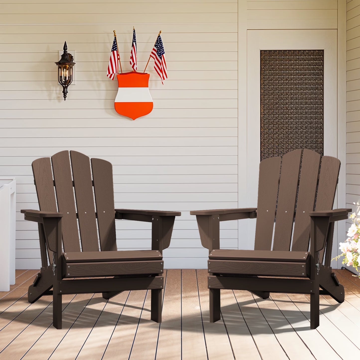 Adirondack Chair, Plastic Folding Outdoor Patio Lawn Chairs, outside HDPE Chairs for Lawn, Yard, Black