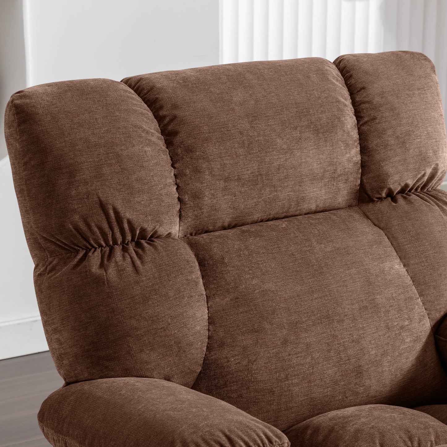 Massage Swivel Rocker Recliner Chair with Vibration Massage and Heat Ergonomic Lounge Chair for Living Room with Rocking Function and Side Pocket, 2 Cup Holders, USB Charge Port,Brown