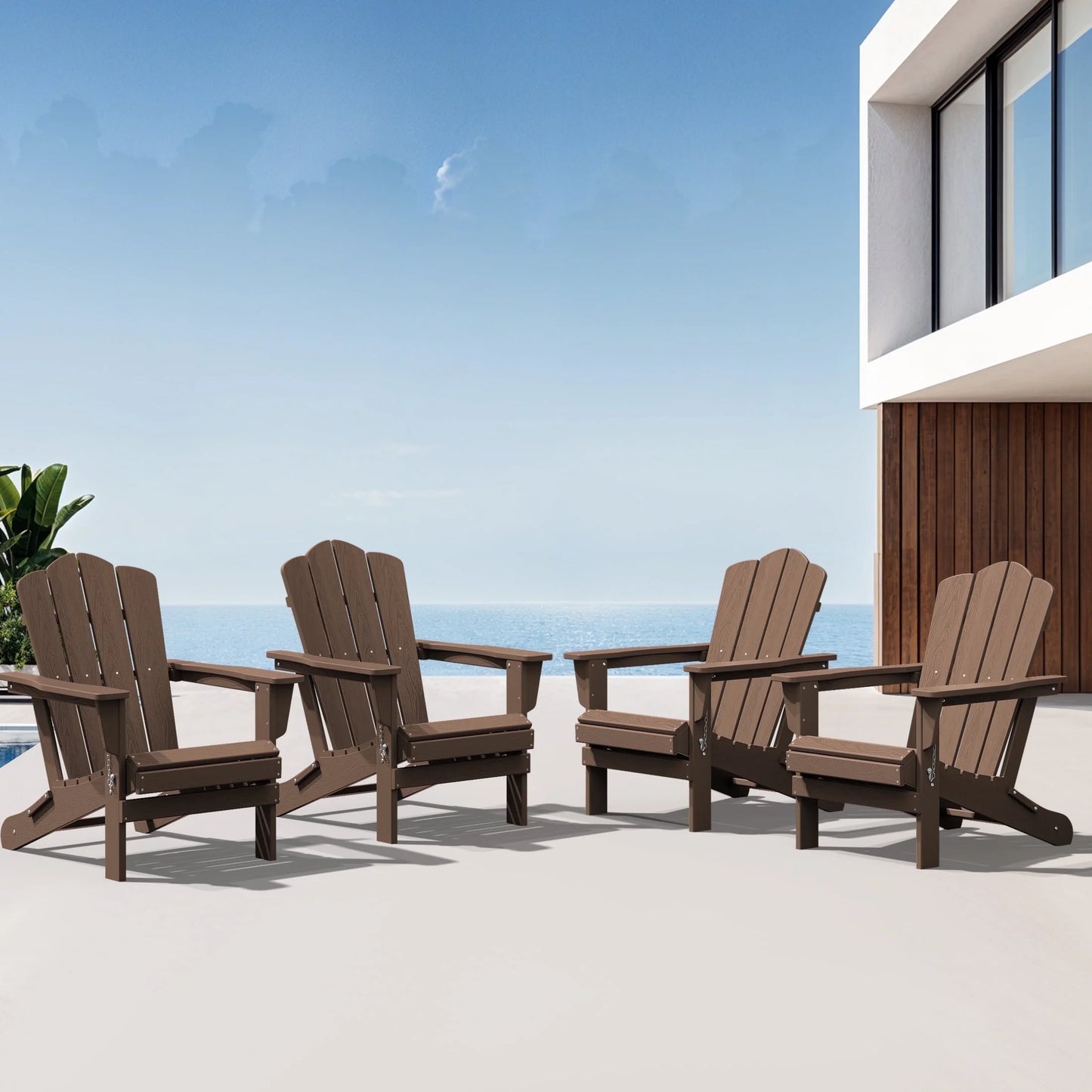 Adirondack Chair, Plastic Folding Outdoor Patio Lawn Chairs, outside HDPE Chairs for Lawn, Yard, Black