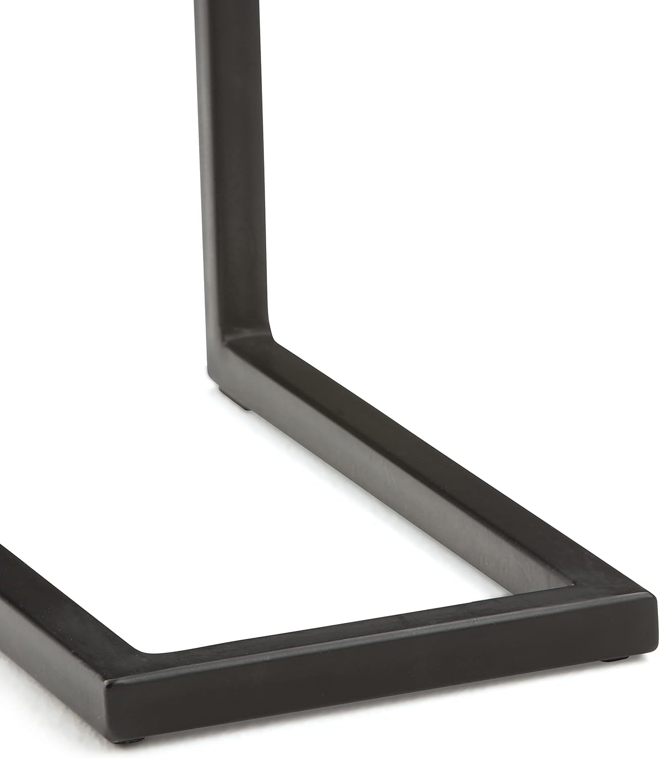 Skyler 18-Inch Wide Solid Mango/Metal Industrial C-Shaped End Table in Dark Cognac Brown/Black for Living Room, Office, or Bedroom, Assembled