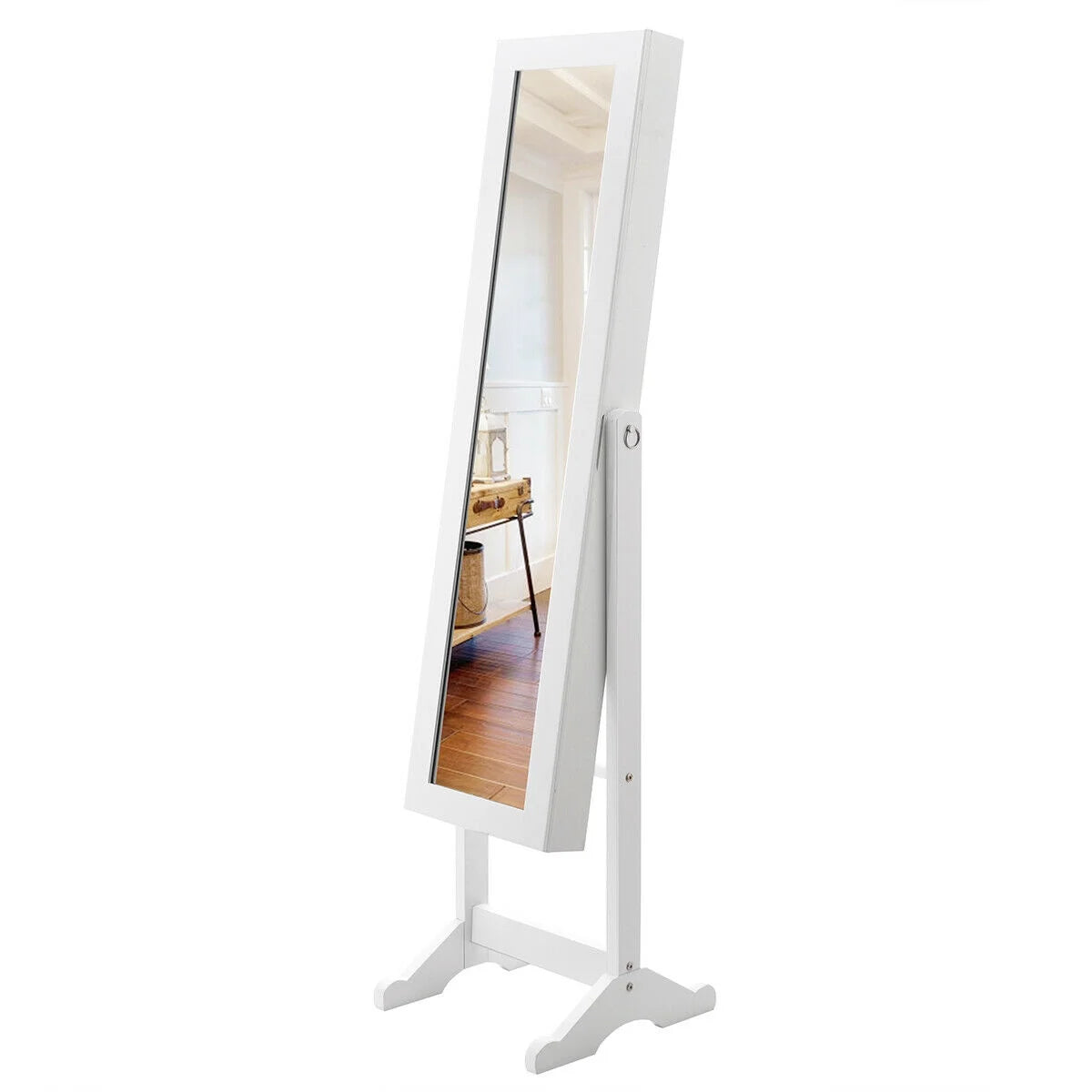 Mirrored Jewelry Cabinet Mirror Organizer Storage Ring Stand