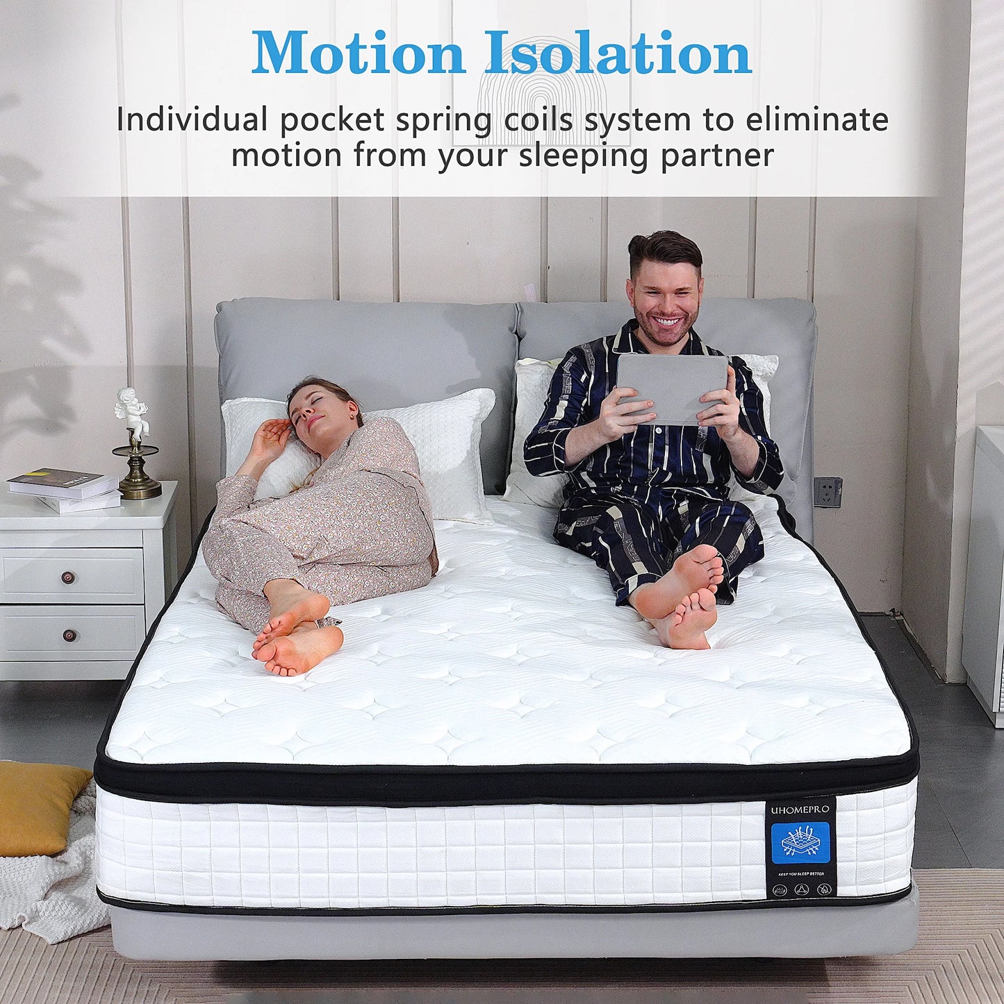 Twin Mattress, 12 Inch Memory Foam Mattress in a Box, Cool Hybrid Individual Pocket Springs Twin Size Mattress with Breathable Knitted Fabric and Edge Support, Medium Firm, White