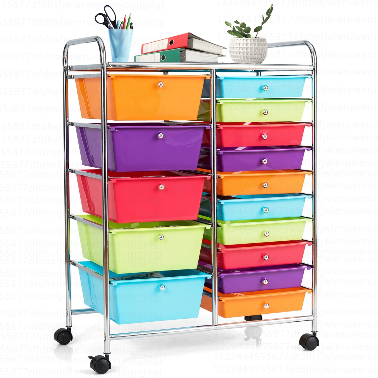 15 Drawer Rolling Storage Cart Tools Scrapbook Paper Office School Organizer Multi-Color