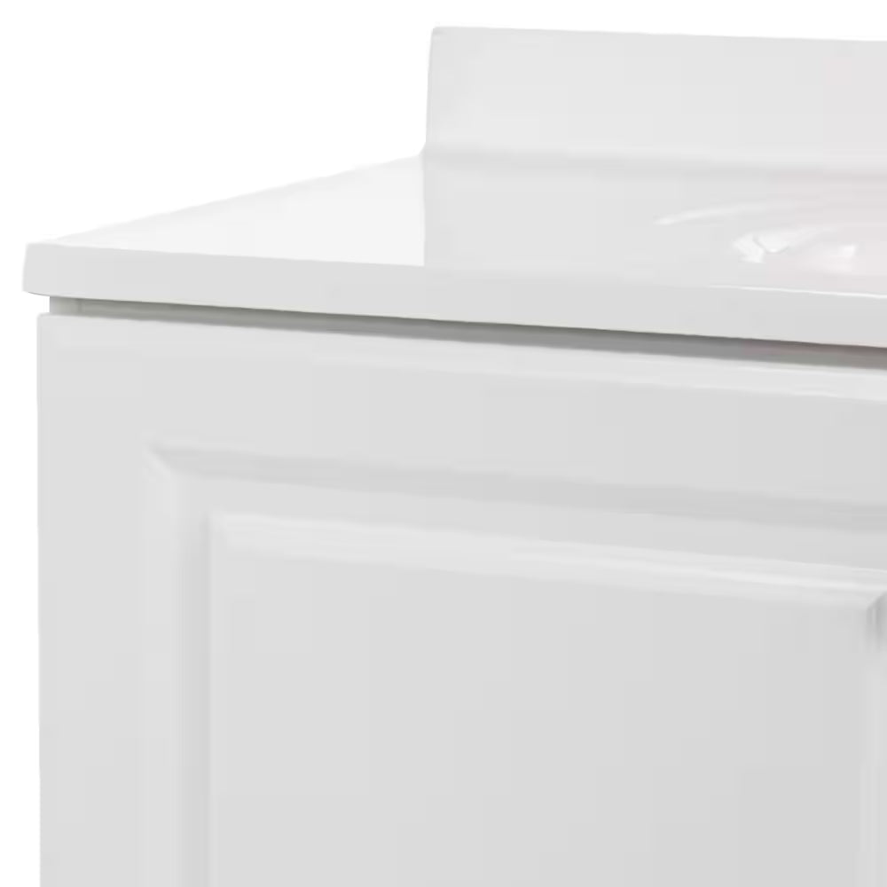 37 In. Single Sink White Bath Vanity with Cultured Marble Top (Assembled)