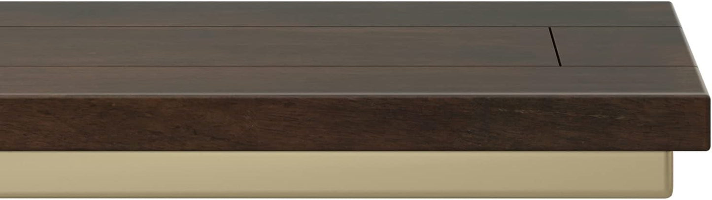 Skyler 18-Inch Wide Solid Mango/Metal Industrial C-Shaped End Table in Dark Brown/Gold for Living Room, Office, or Bedroom, Assembled