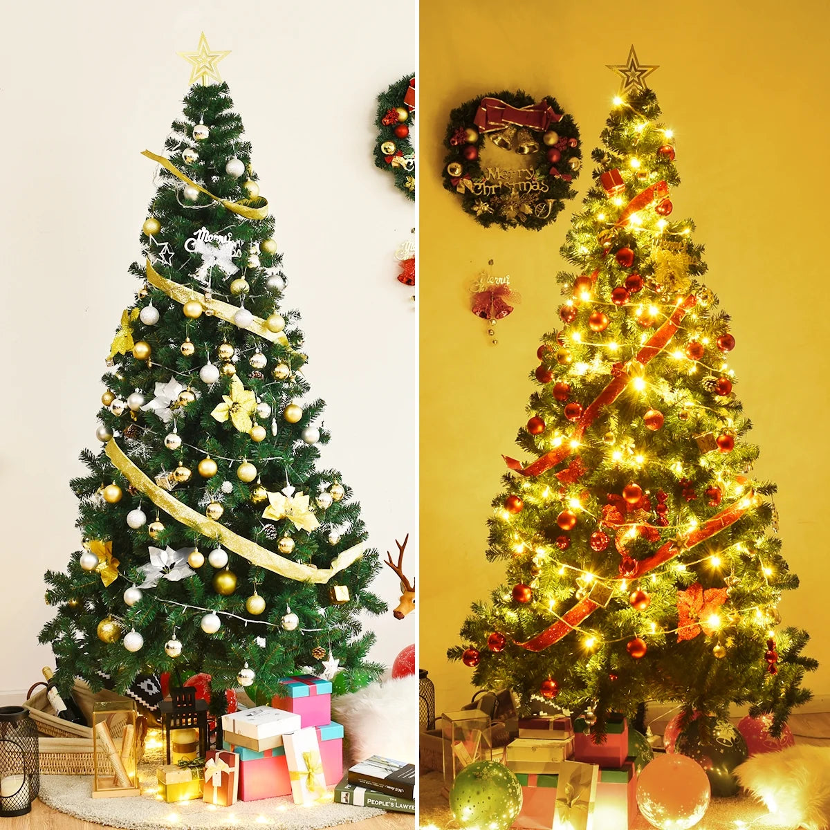 CM19723 7Ft Artificial PVC Christmas Tree W/Stand Holiday Season Indoor & Outdoor, Green