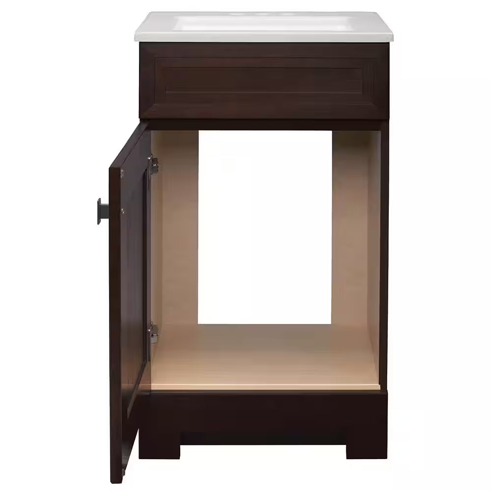 Sedgewood 18.5 In. W X 16.25 In. D X 32.625 In. H Single Sink Bath Vanity in Dark Cognac with Arctic Solid Surface Top